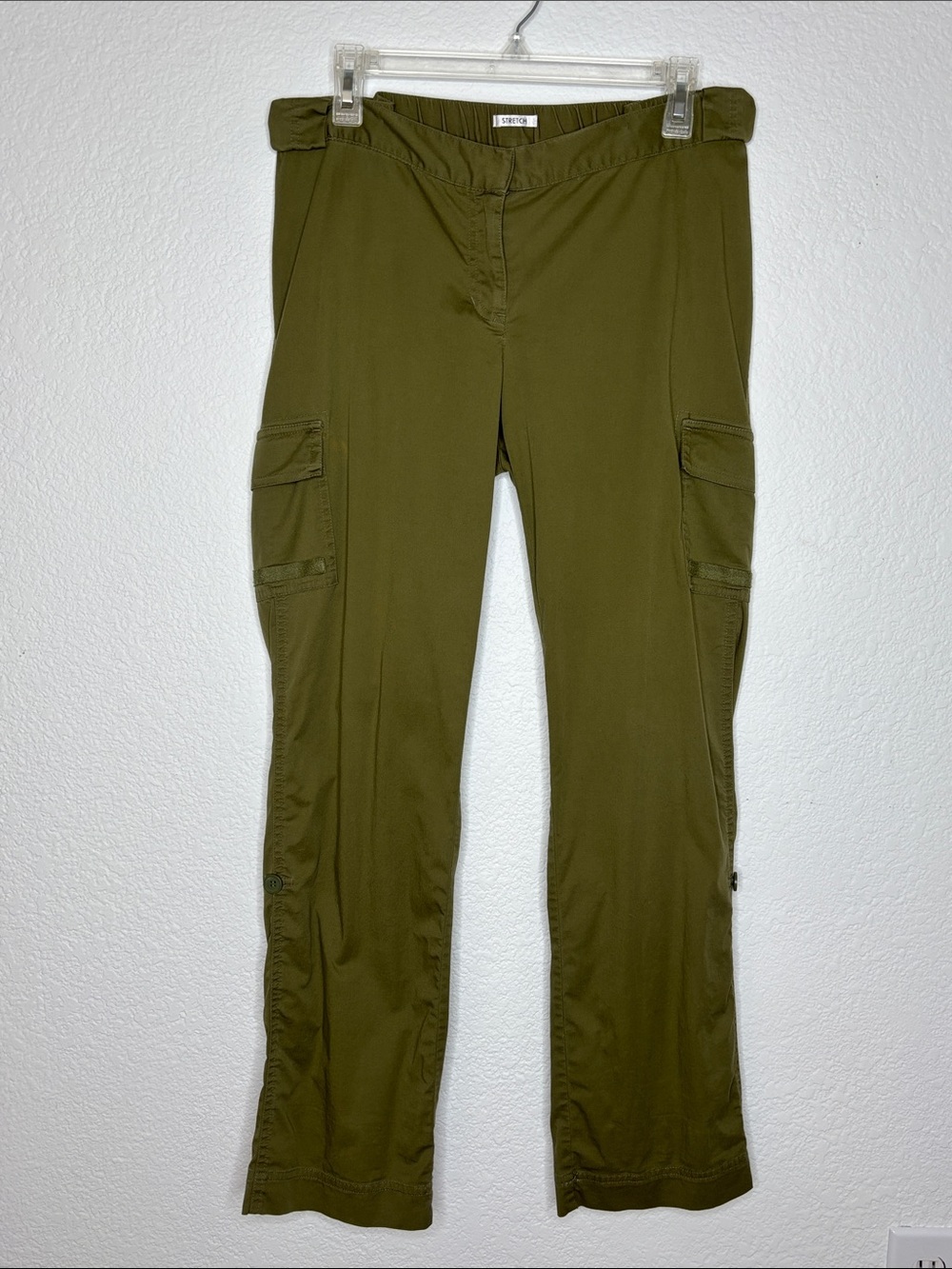 duo Maternity Olive Green Adjustable Waist Cargo Pants Converts to Capris